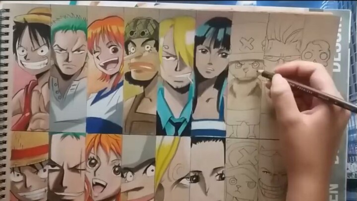 [Hand-drawn] Draw a One Piece family portrait in X minutes! 2 years later, it will be so handsome!