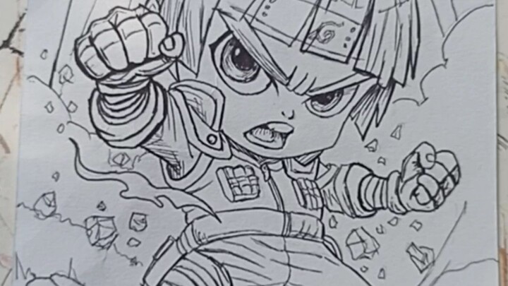 bikin chibi Rock Lee dari anime Naruto, sulit juga ternyata.