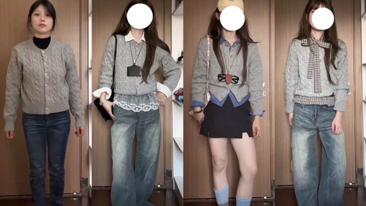 Scam Transformation | How to Style a Gray Cardigan for Everyday Girliness with a Korean-Style Vibe?