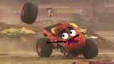 Foreign classic facial expression cartoon: The tire of the car race fell off, making the audience la