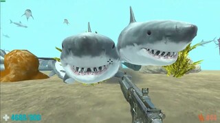 120 Great White Shark Attack My Sea Base. Animal Revolt Battle Simulator