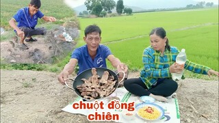 Vợ Chồng Tư Làm Món Chuột Đồng Chiên Ăn Với Muối Xoài Quá Ngon