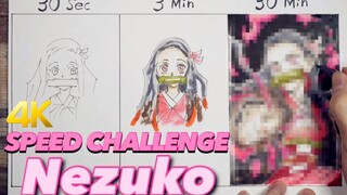 Proses Menggambar: Nezuko pas 30s VS 3min VS 30min