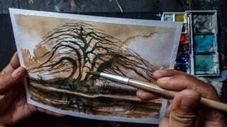 Melukis pohon sederhana - easy tree painting