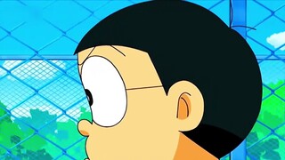 Doraemon: Nobita bumped into a big black rat, which turned out to be a gorilla at first glance