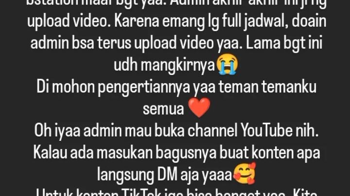 maaf bgt untuk pengikut setiaku😭 doain admin sehat terusss ya🥰