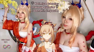 ♡ Yoimiya Cosplay makeup tutorial ♡/ Genshin impact /