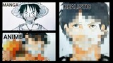 Drawing LUFFY from one piece in 3 styles ( manga , anime , Realistic ).