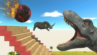 Run Away From Fireball and Avoid T-Rex - Animal Revolt Battle Simulator