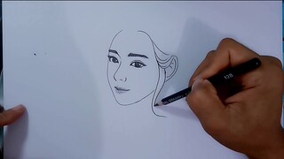 CARA MENGGAMBAR CEWEK CANTIK BERAMBUT PANJANG