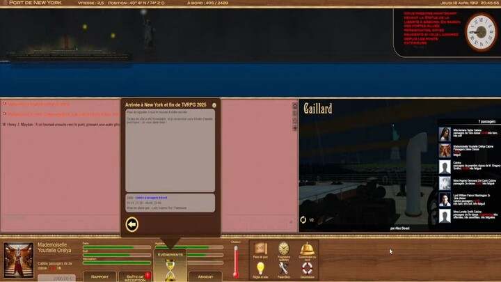 🔴 Titanic Voyage RPG 2025 ( Episode 25 ) Le Voyage Se Termine À New York