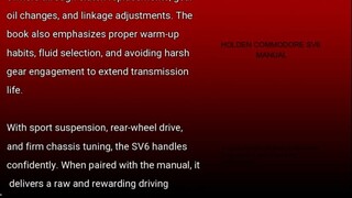 HOLDEN COMMODORE SV6 MANUAL