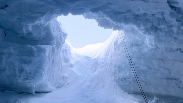 First-person view of a fall into an ice crevasse on the North Face of Le Dolomane