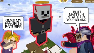 🔴I VISIT RANDOM ISLAND AND BUILD MATTSUN'S STATUE -SKYBLOCK- BLOCKMAN GO