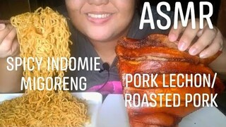 ASMR SPICY INDOMIE MIGORENG//PORK LECHON (ROASTED PORK)//NO TALKING//MUKBANG