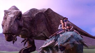 The Queen of Isla Nublar chases off a group of satellite ankylosaurs (although she fails to catch up