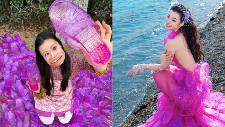 500 crystal flip-flops turned into a haute couture gown! Who dares to watch? 💜