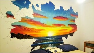 Acrylic Sunset. Time Lapse Painting. Mural Painting. by Antonipaints