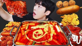 ASMR MUKBANG | 직접 만든 떡볶이 양념치킨 튀김 먹방 & 레시피 FRIED CHICKEN AND Tteokbokki EATING