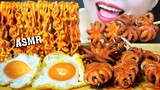 ASMR EATING SPICY OCTOPUS WITH SAMYANG CHESSY FIRE NOODLES EATING SOUNDS | LINH-ASMR
