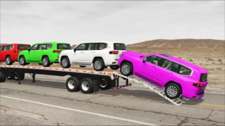Flatbed truck mcqueen | transportaton with truck - pothol vs car #BeamNG.Drive‎‎