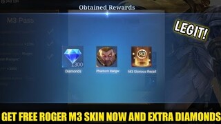 GET FREE ROGER M3 SKIN NOW AND FREE EXTRA DIAMONDS IN MLBB! NEW EVENT MOBILE LEGENDS