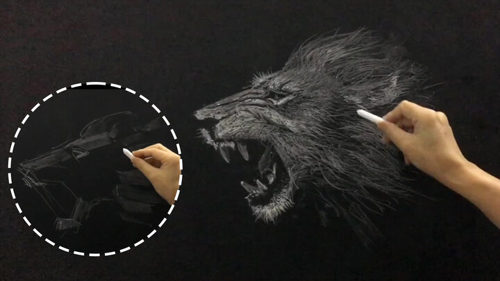 [Hội họa] Tranh vẽ phấn - Tiếng gầm của sư tử