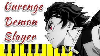 Gurenge - Demon Slayer Opening Kimetsu no Yaiba Easy Piano Tutorial (60 - 100 bpm.)