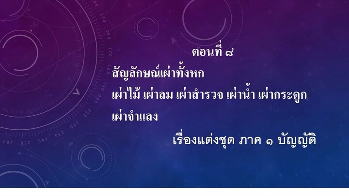 เรื่องแต่งชุด ตอนที่ ๘ สัญลักษณ์เผ่าทั้งหก เผ่าไม้ เผ่าลม เผ่าสำรวจ เผ่าน้ำ เผ่ากระดูก เผ่าจำแลง