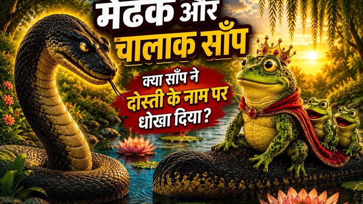 The Clever Snake & The Frogs 🐍🐸 | Hindi Panchatantra Moral Story | बच्चों की कहानी