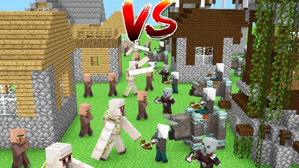 Minecraft Battle Villager House Vs Pillager House Bilibili