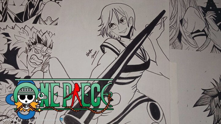 Nami - One Piece || Black and White Art (SPEED DRAWING)