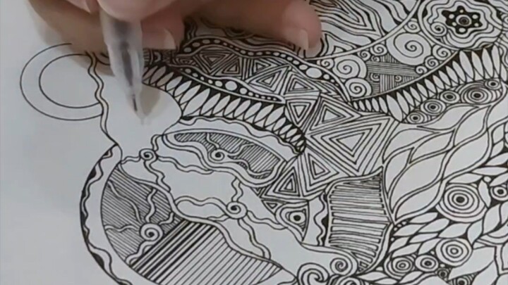 Zentangle - Square grid 小方格禅绕图 #zentangle #learntodraw #creativehealing #easydraw #禅绕画 #解压 #治愈 #手绘