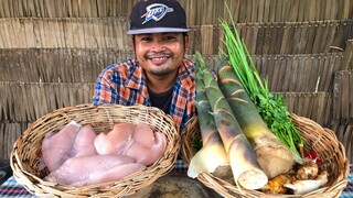 Cooking Chicken breast With bamboo Shoot - Cook Chicken with bamboo Shoot eating delicious