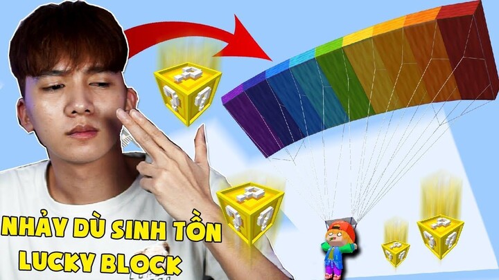 THỬ THÁCH T GAMING NHẢY DÙ SINH TỒN TRONG ĐẤU TRƯỜNG LUCKY BLOCK MINI WORLD __