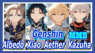 [Genshin, MMD] Albedo, Xiao, Aether, Kazuha "conqueror"