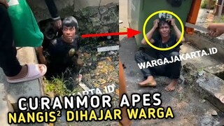 CURANMOR APES 2024 !! Maling Motor Ketahuan Sembunyi Dikali Dapat Salam Olahraga