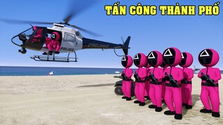 GTA 5 Đội Quân Khủng Bố 'Squid Game' Trò Chơi Con Mực Và 500 Anh Em Đi Tấn Công Thành Phố LosSantos