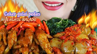 SEDAPNYA GULAI CEKER PEDAS DAN JENGKOL BALADO | EATING SOUNDS