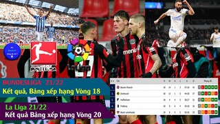 Kết quả bóng đá Vòng 18 Bundesliga, Vòng 20 LaLiga Bảng xếp hạng