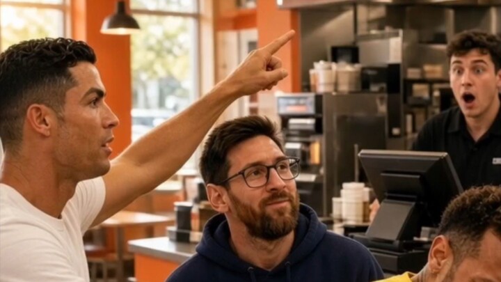 Ronaldo, Messi & Neymar Walk Into a Whataburger 🍔 #shorts #sports #ronaldo #messi #neimarjr #ai