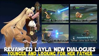 REVAMPED LAYLA NEW VOICE ACTRESS ALL DIALOGUES YOUNGER VOICE MORE VOICELINES MOBILE LEGENDS LAYLA!