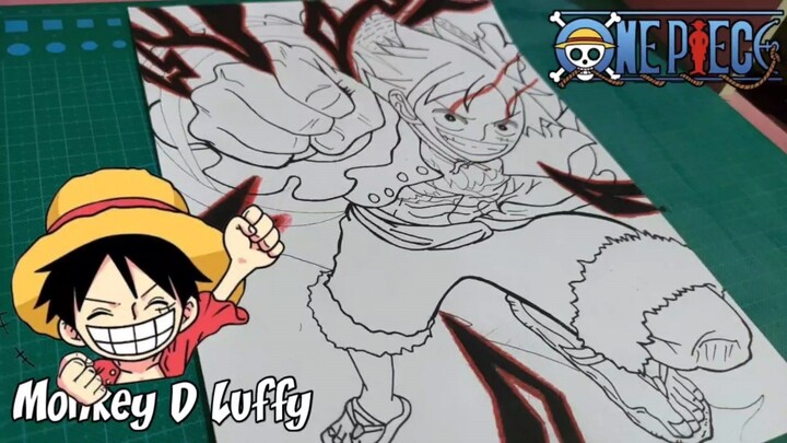 drawing art one piece monkey D Luffy full part