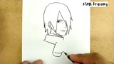ASMR DRAWING SASUKE from manga naruto japan / how to draw sasuke