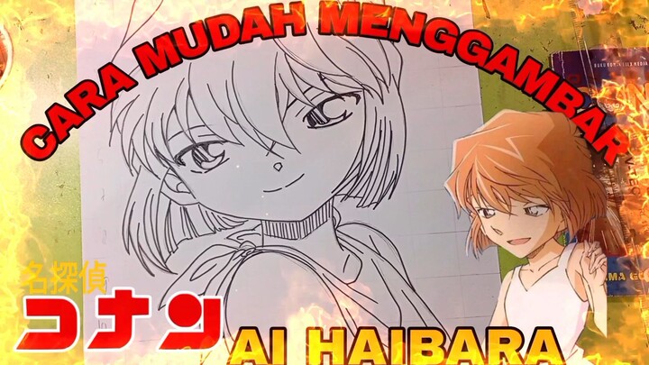 cara mudah menggambar anime DETEKTIF CONAN, AI HAIBARA