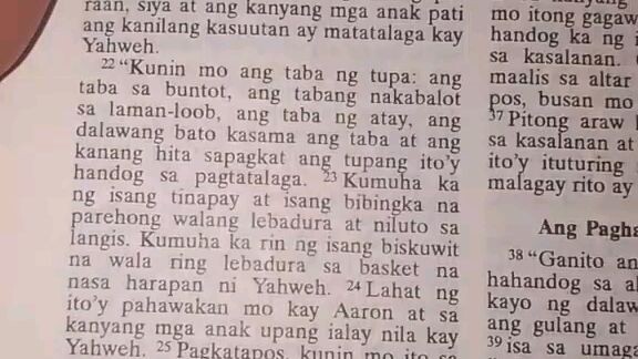 Pang Araw Araw na Talata.               Exodus 29:22-25