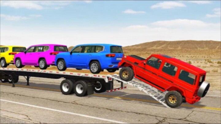 Flatbed truck mcqueen | transportaton with truck - pothol vs car #BeamNG.Drive