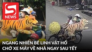 Ngán ngẩm hình ảnh người dân ngang nhiên bê linh vật Hổ chở xe máy về nhà ngay sau Tết