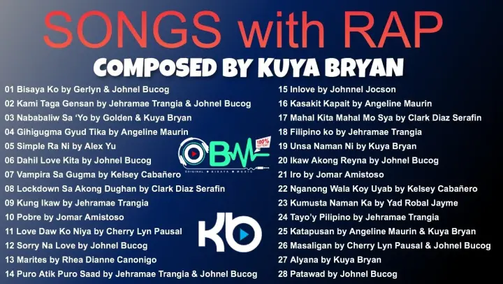 28 SONGS with RAP composed by Kuya Bryan
