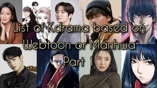 list of KDrama based on Webtoon or Manhwa